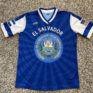 Arza El Salvador Soccer Jersey Men's Size L White Short Sleeve Shirt V Neck